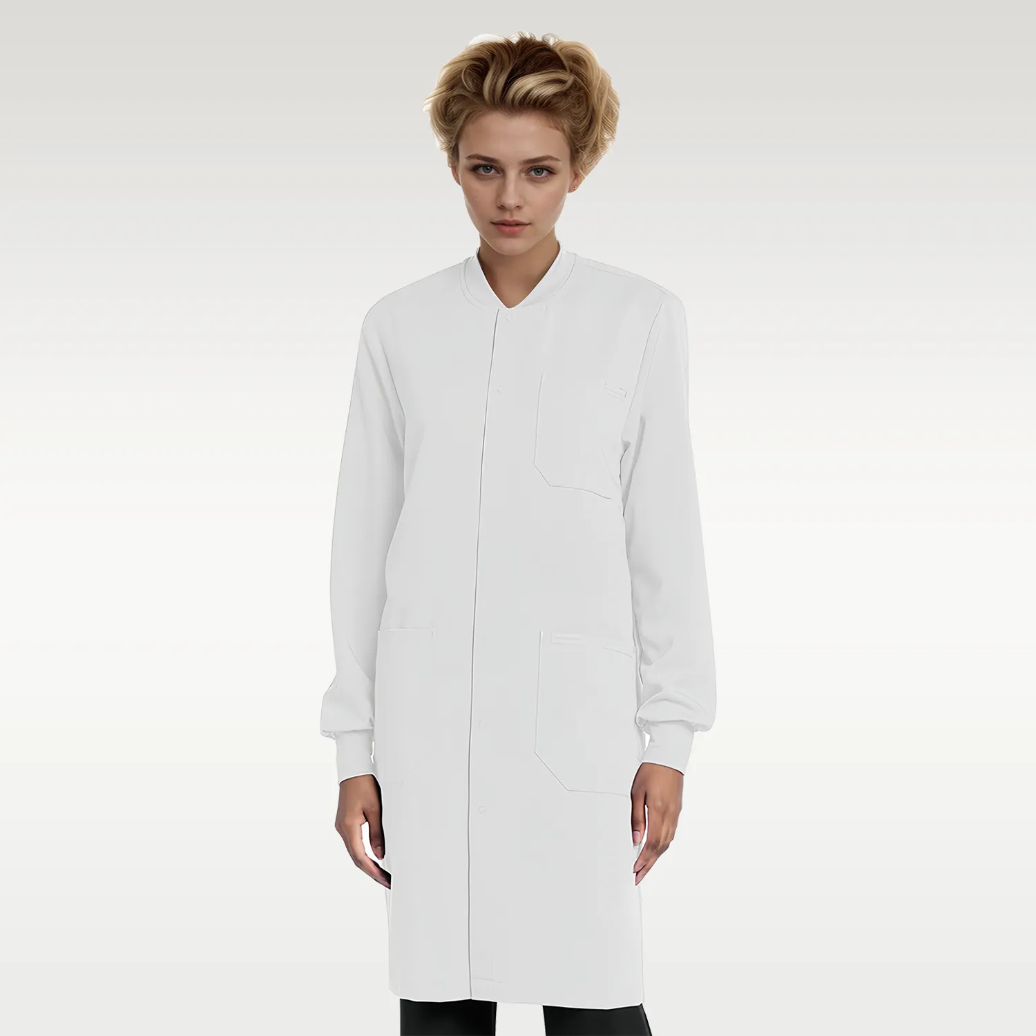 Unisex Snap-Button white Coats BDG004