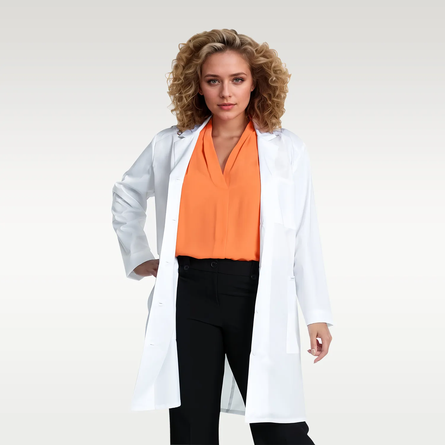 Women's 5 Button white Coats BDG006