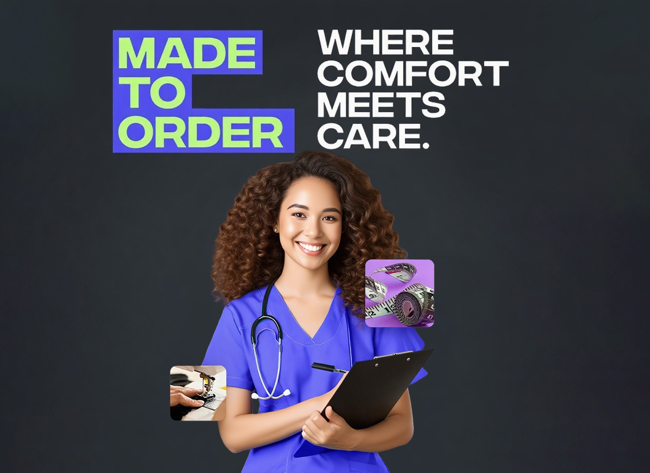 Made-to-order medical scrubs in customizable designs with breathable, antibacterial, and water-resistant fabric. Ideal for professionals and daily use.