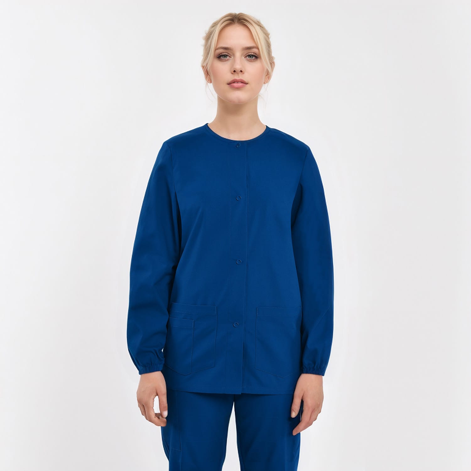 Unisex medical work jacket with three pockets, available in multiple colors for custom orders and wholesale.