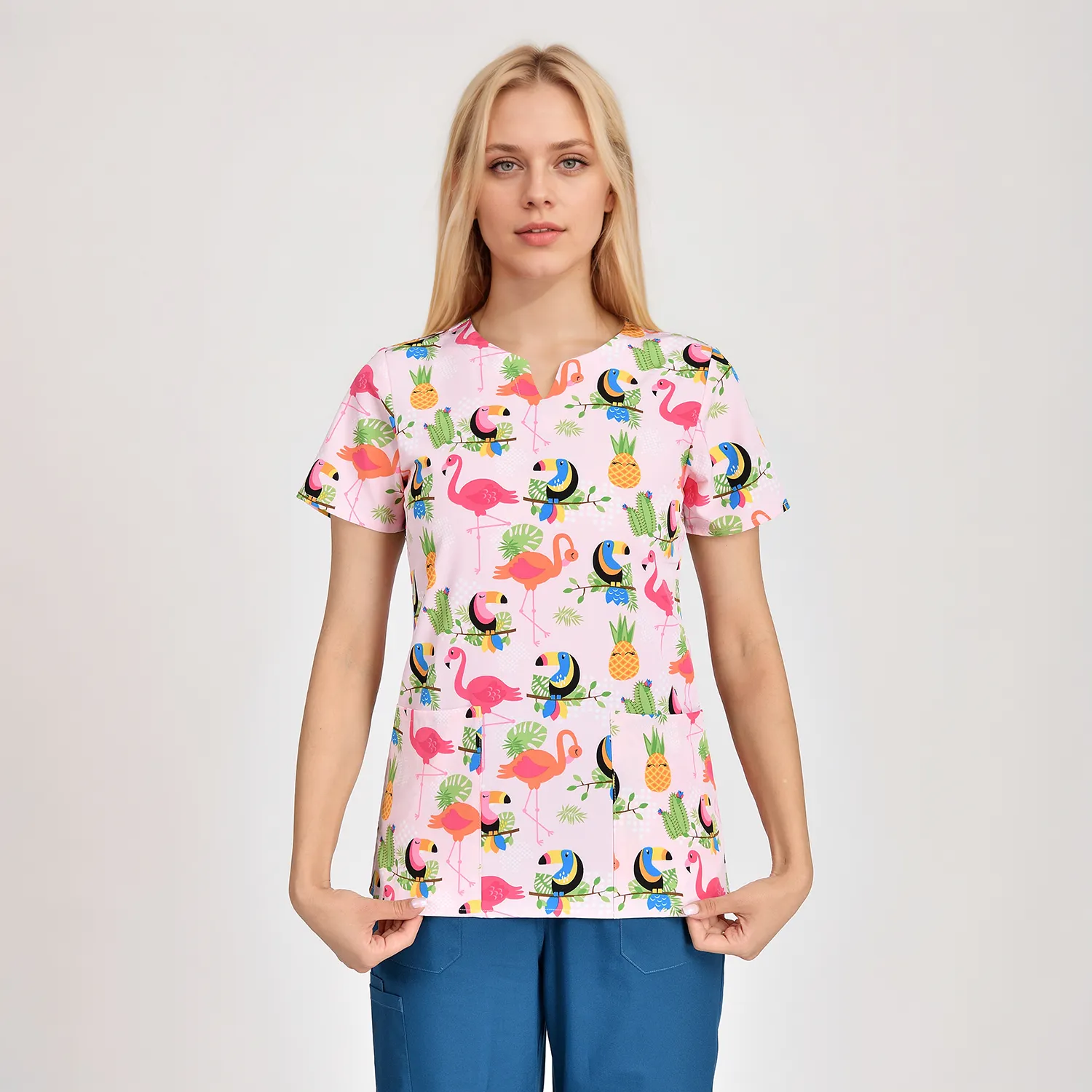 Fashionable women's medical print top SS002T