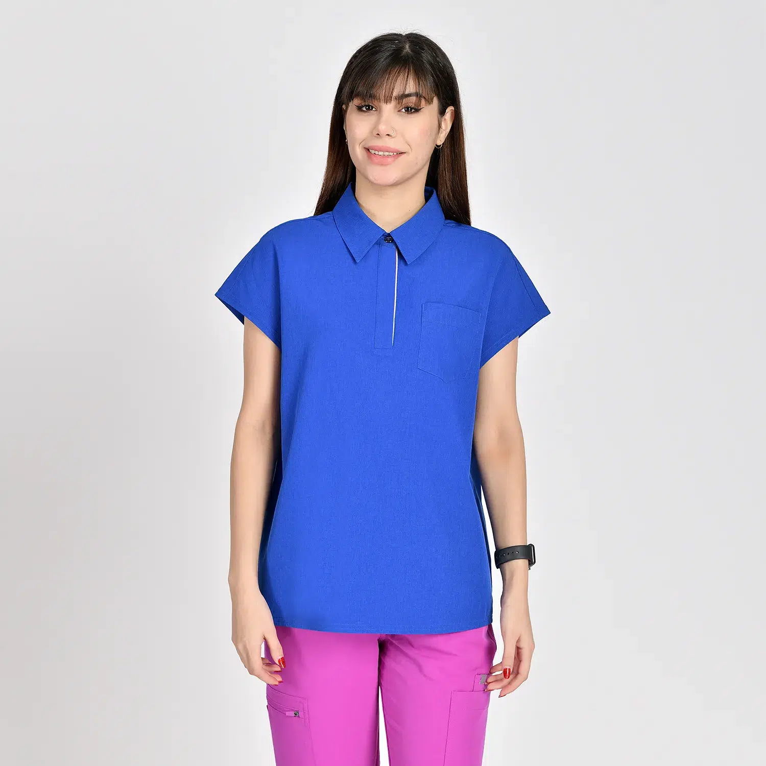 Fashion medical Scrubs Polo Collar Top SS011T