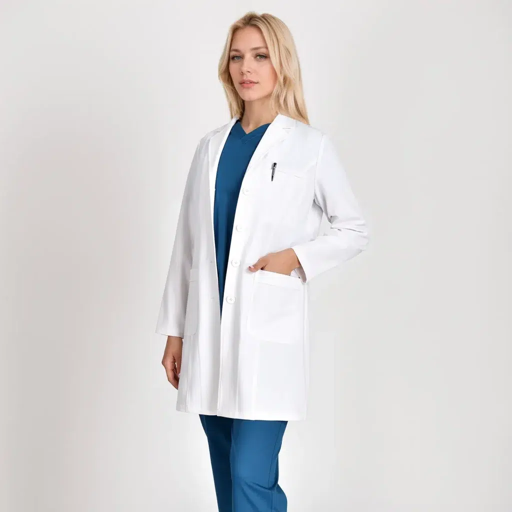 Unisex Long Sleeve Button white Coats BDG001