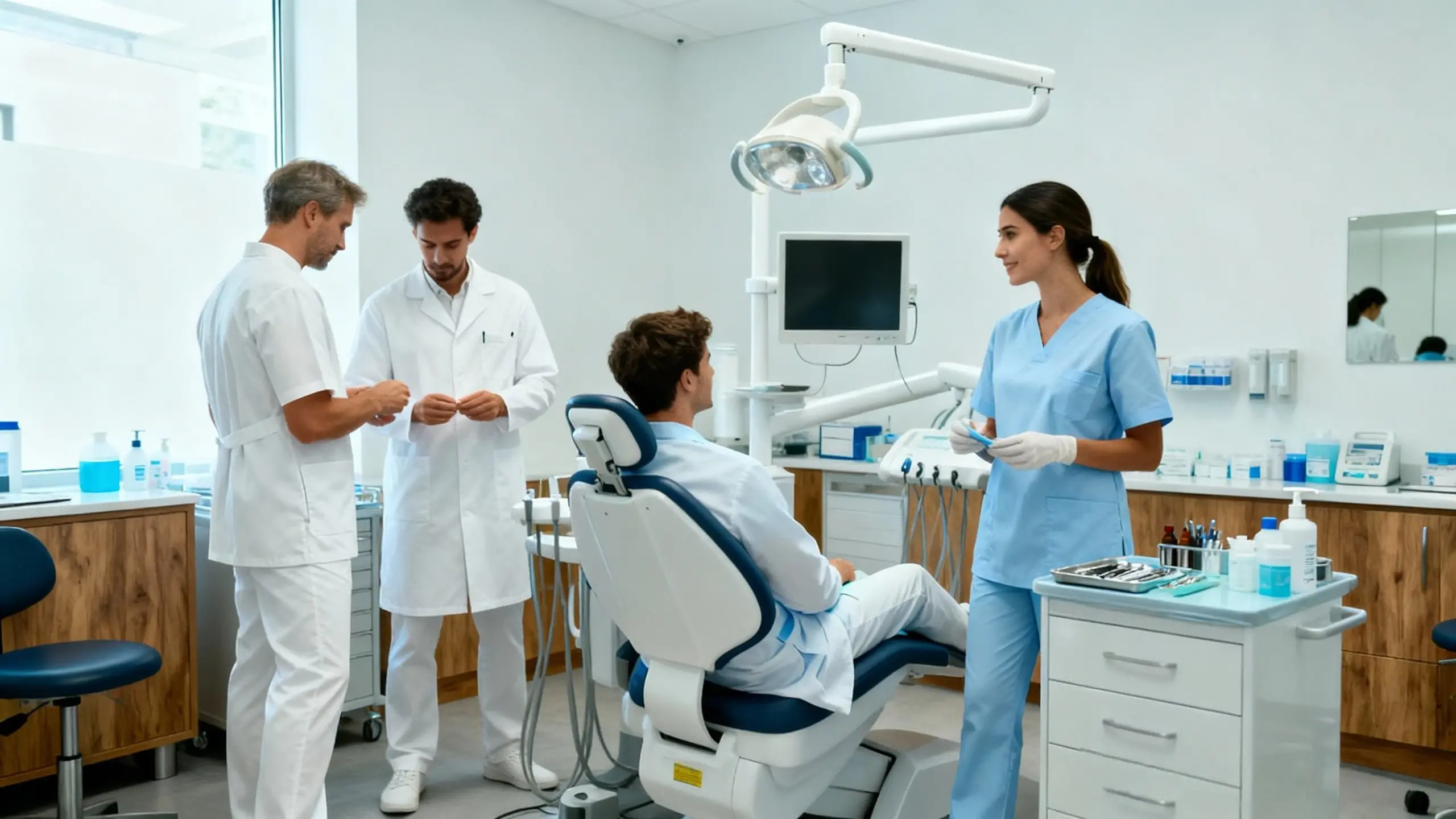 Dentists and Dental Hygienists in Professional Scrubs