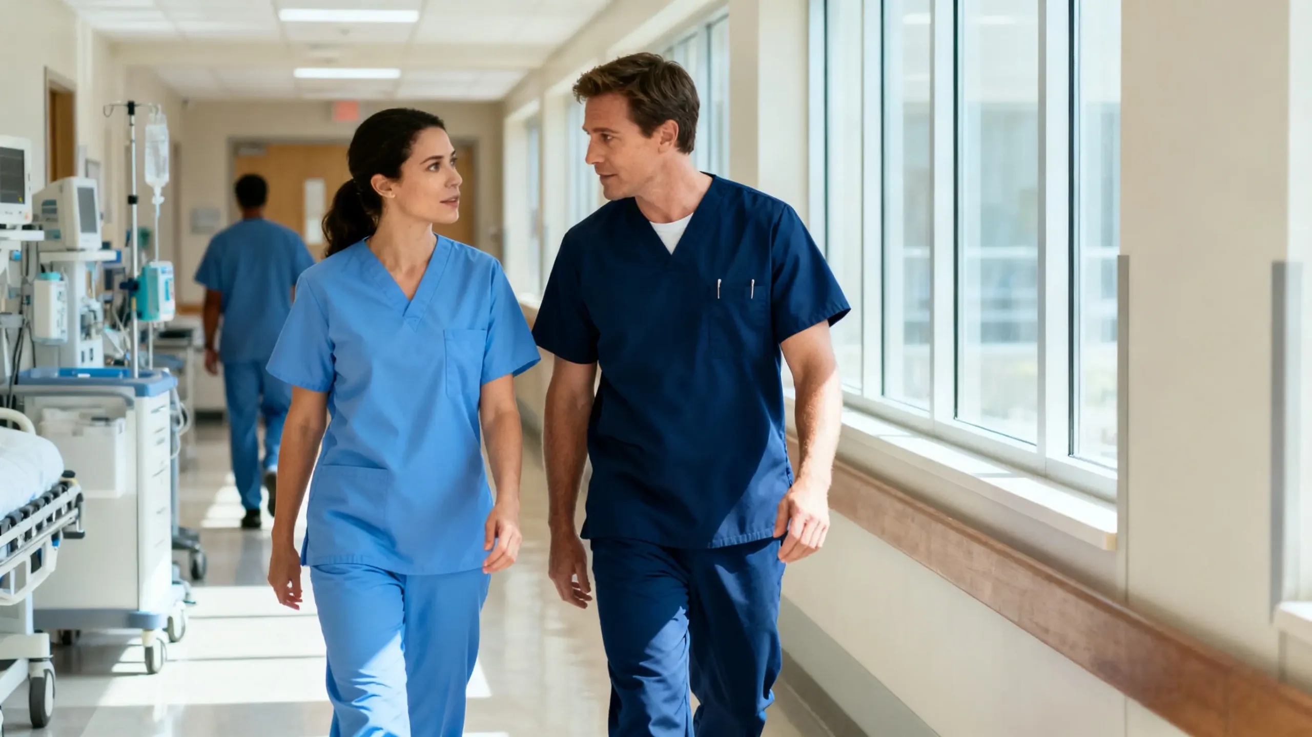 Nurses Wearing Blue Scrubs