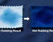 Comparison of dry and wet rubbing colorfastness test results