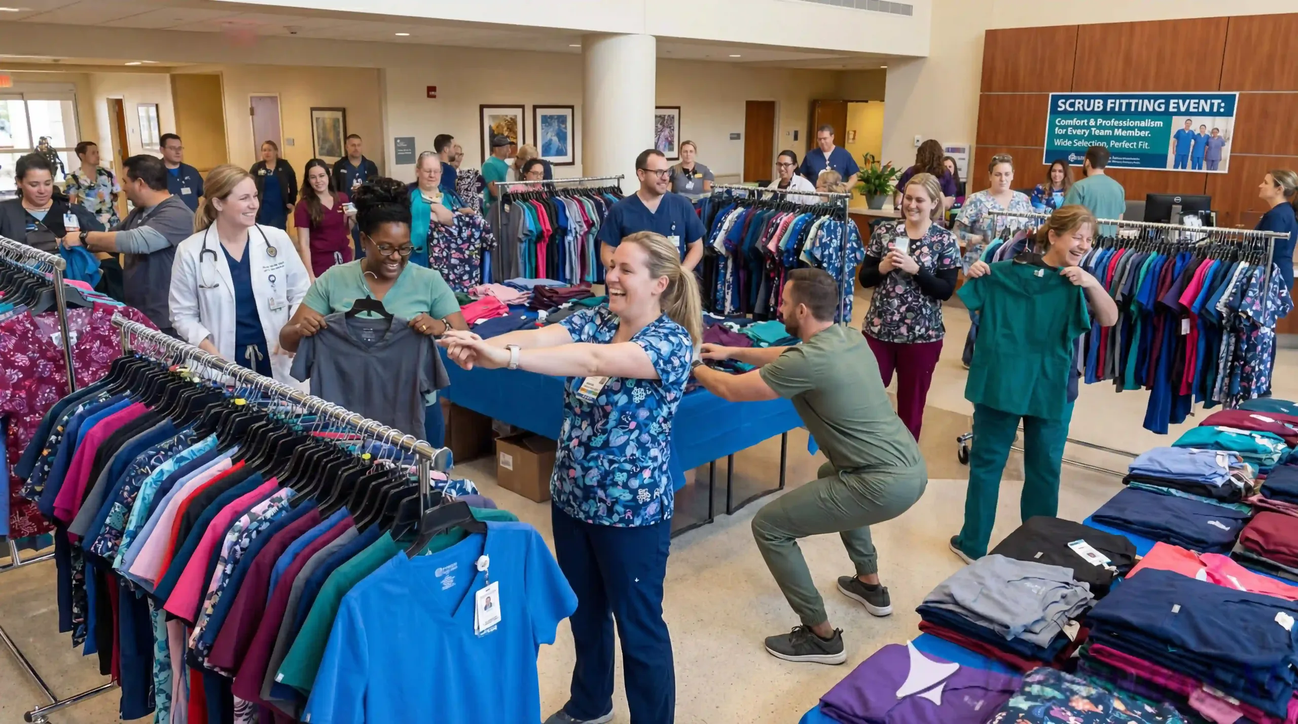 Variety of medical scrub styles and sizes