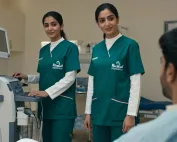 Riyadh clinic nurses wearing custom logo medical scrubs