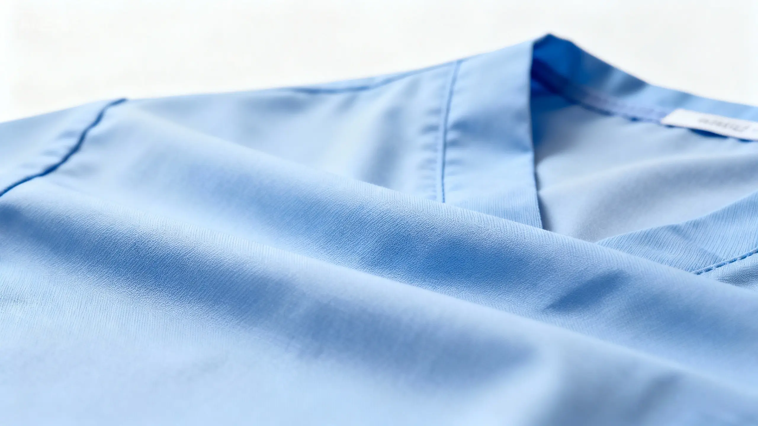 Close-up of custom medical scrub fabric: 72% polyester, 21% viscose, 7% spandex blend