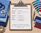 OEM medical scrubs spec sheet template for buyers