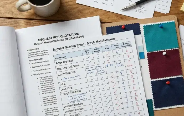 RFQ template and scoring sheet for scrub manufacturer evaluation.